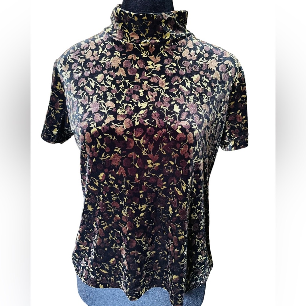 Chelsea Cambell Vintage Velvet Whimsygoth Witchy Vampy Cottagecore Mock Neck Top